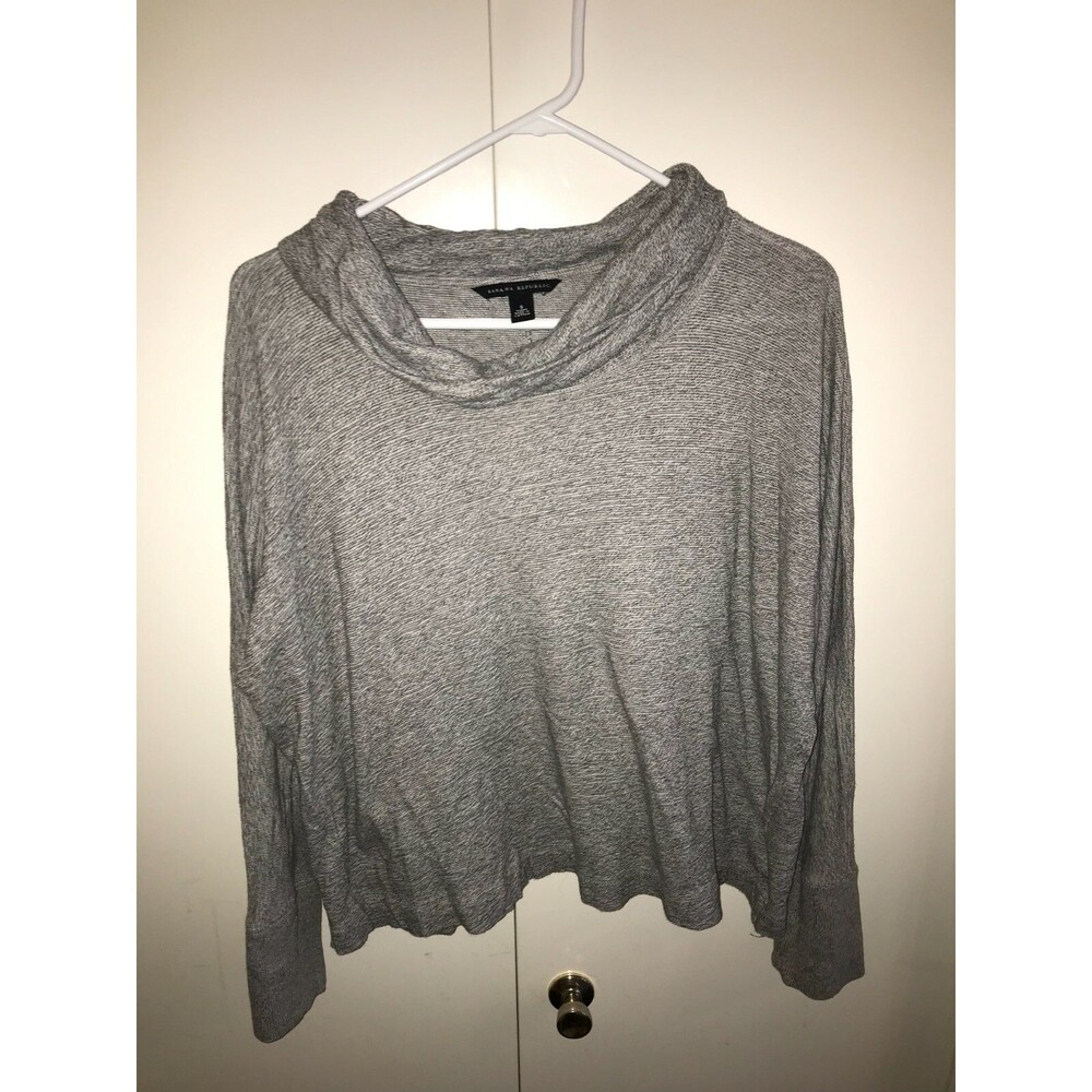 Banana Republic Sweater Small Cotton Silver Boat Cowl Neck Long Sleeve Knit